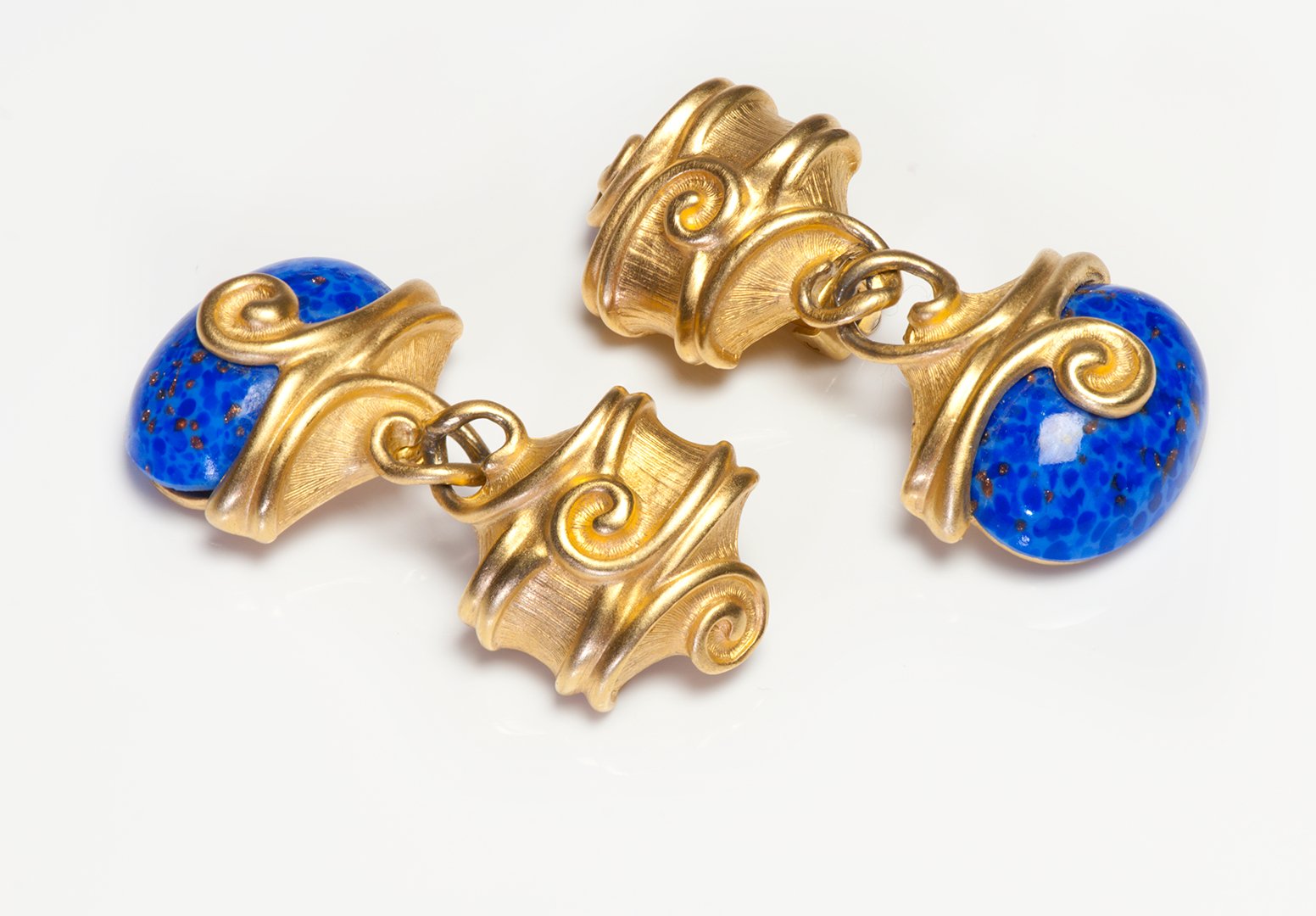 Vintage Anne Klein Gold Plated Blue Resin Earrings