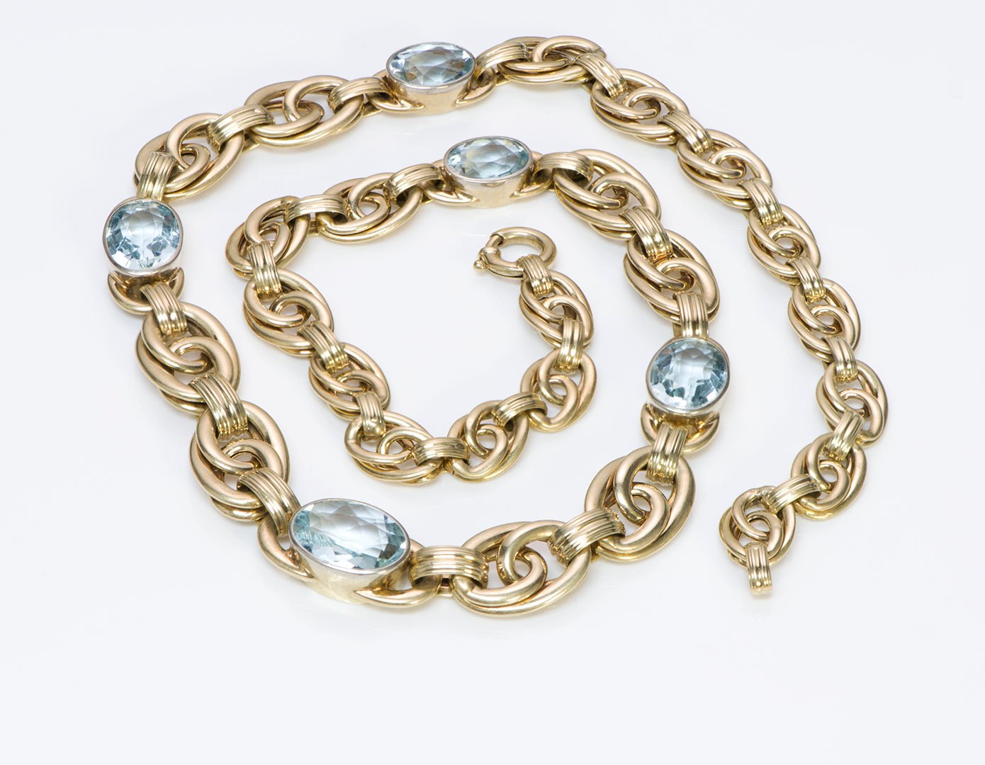 Vintage Aquamarine Gold Chain Link Necklace
