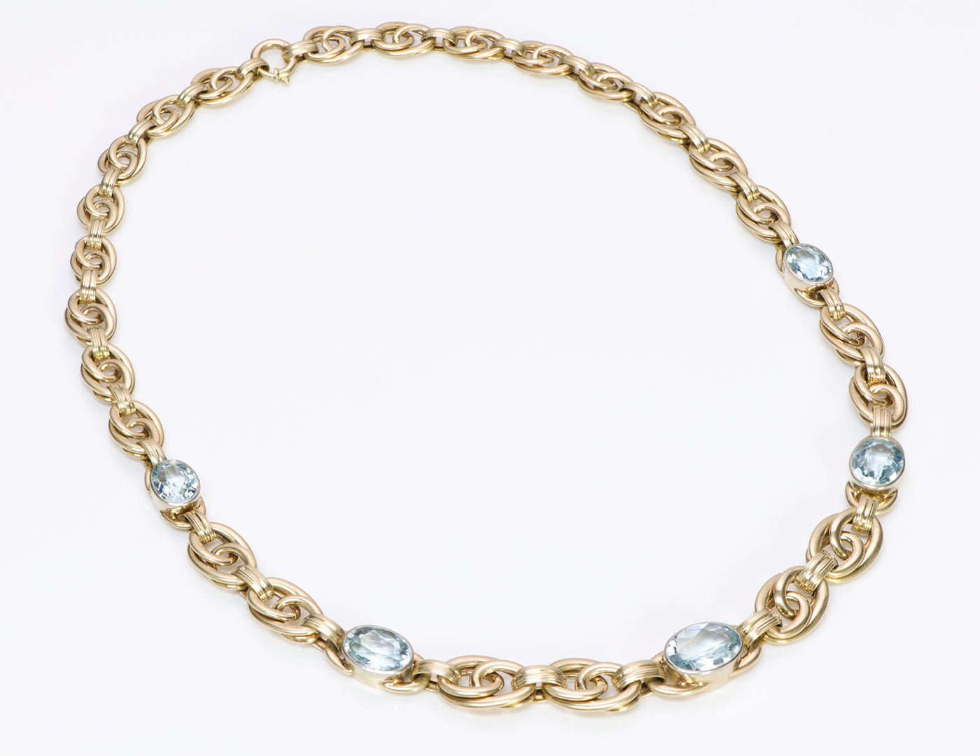 Vintage Aquamarine Gold Chain Link Necklace