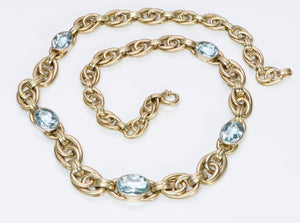 Vintage Aquamarine Gold Chain Link Necklace