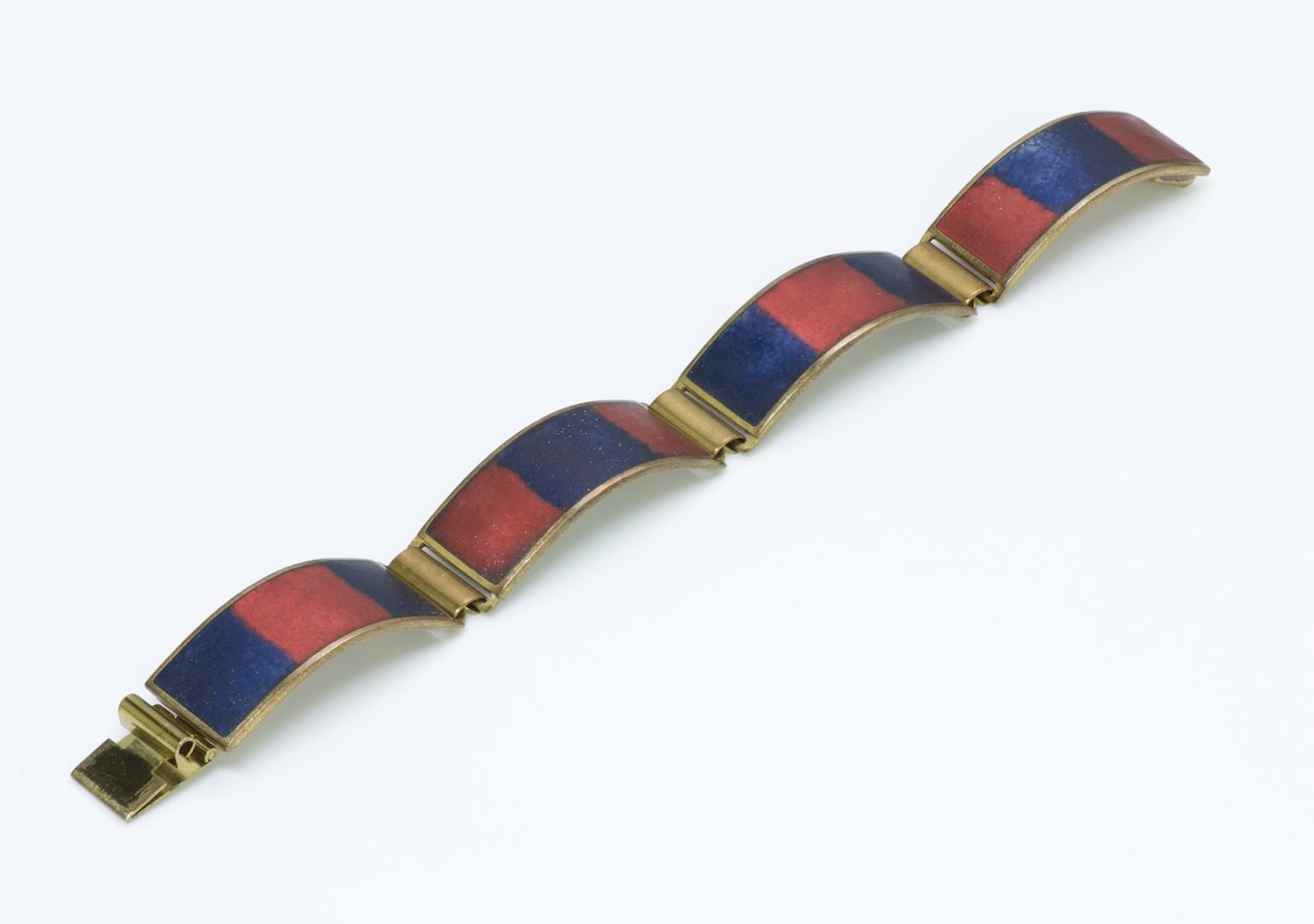 Vintage Art Deco Enamel Brass Bracelet