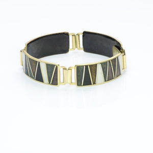 Vintage Art Deco Enamel Brass Bracelet