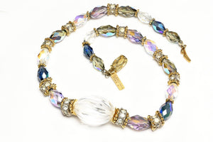 Vintage Balenciaga Paris Aurora Borealis Purple Blue Crystal Collar Necklace