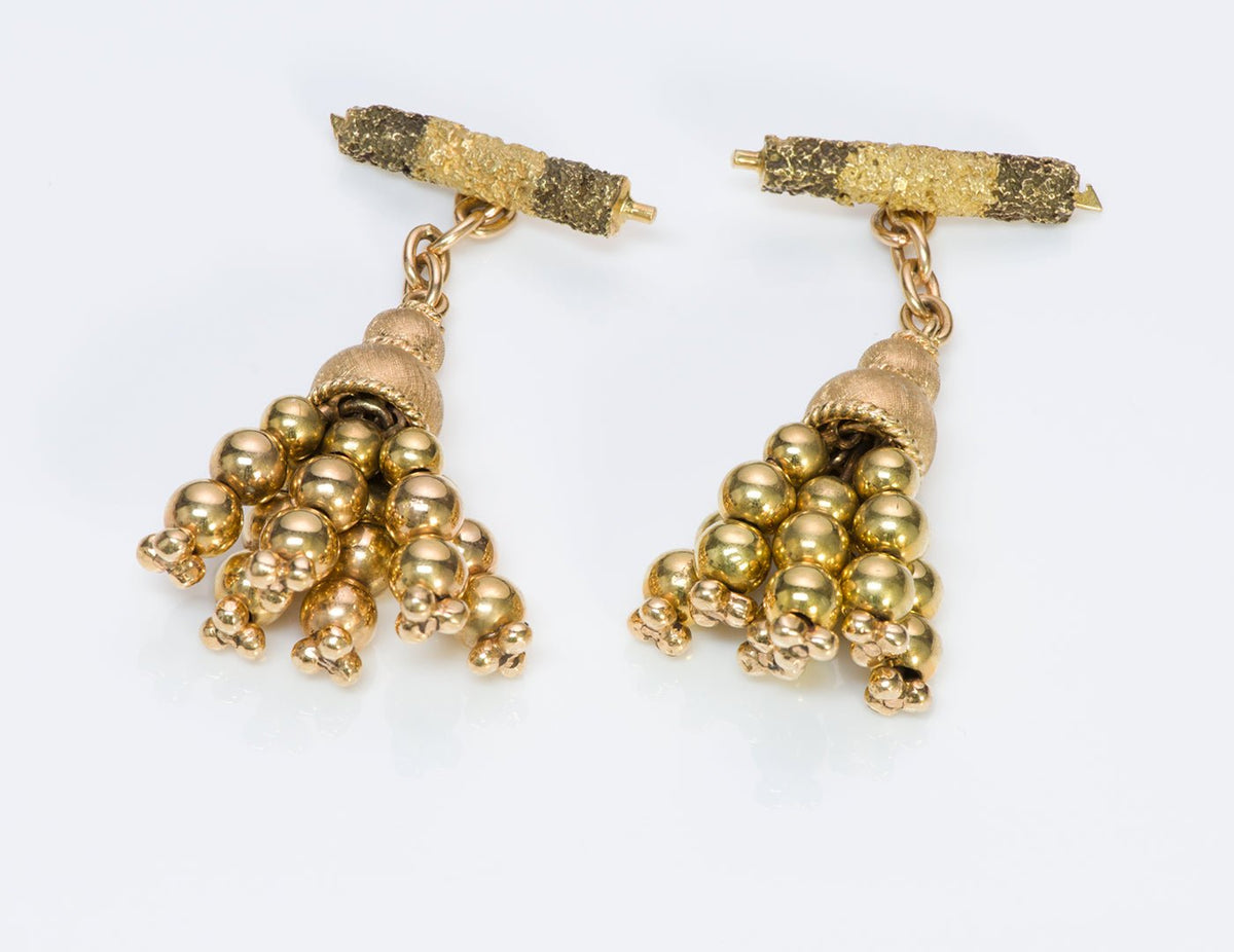 Vintage Bead Gold Tassel Cufflinks