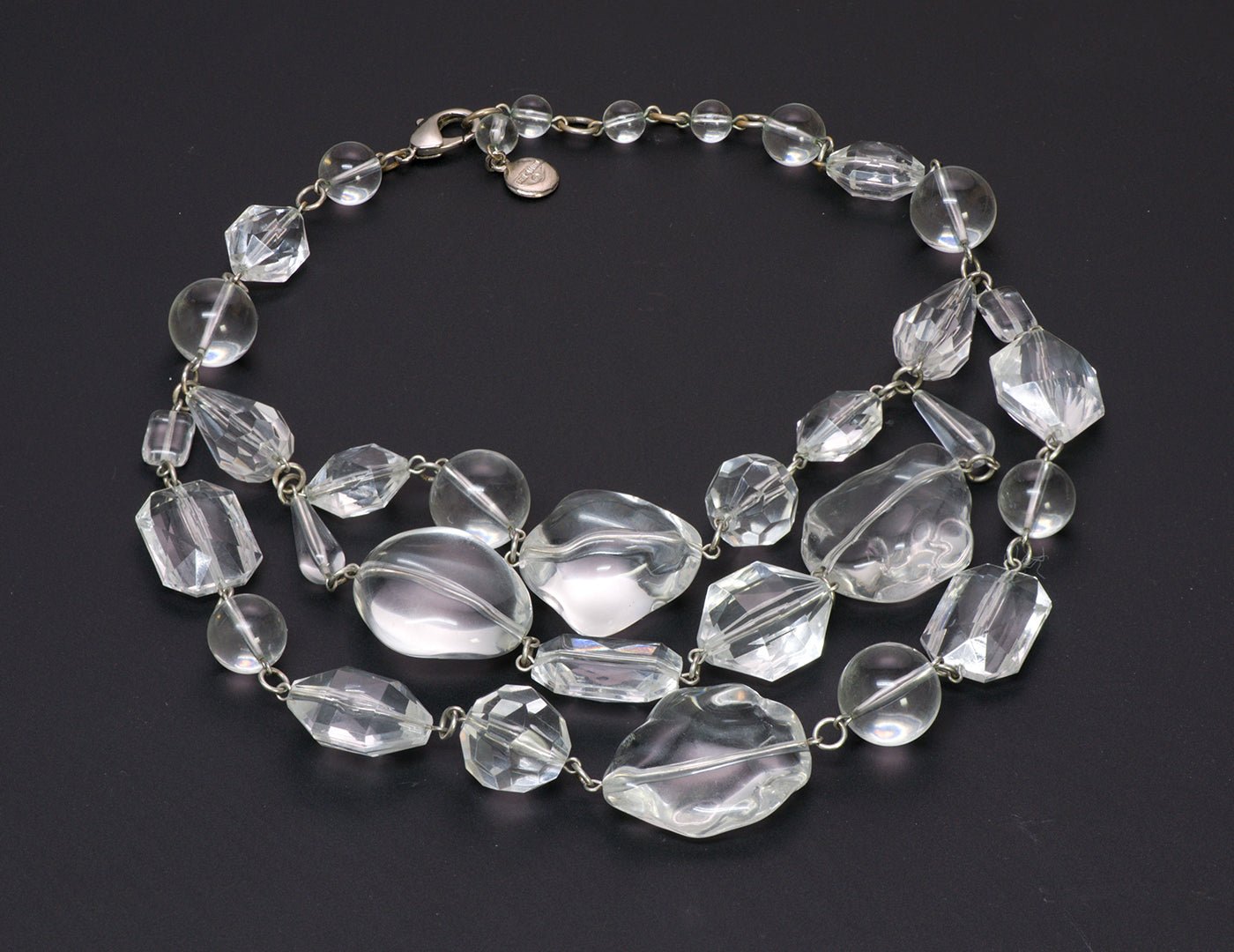 Vintage Ben Amun 3 Strand Lucite Necklace