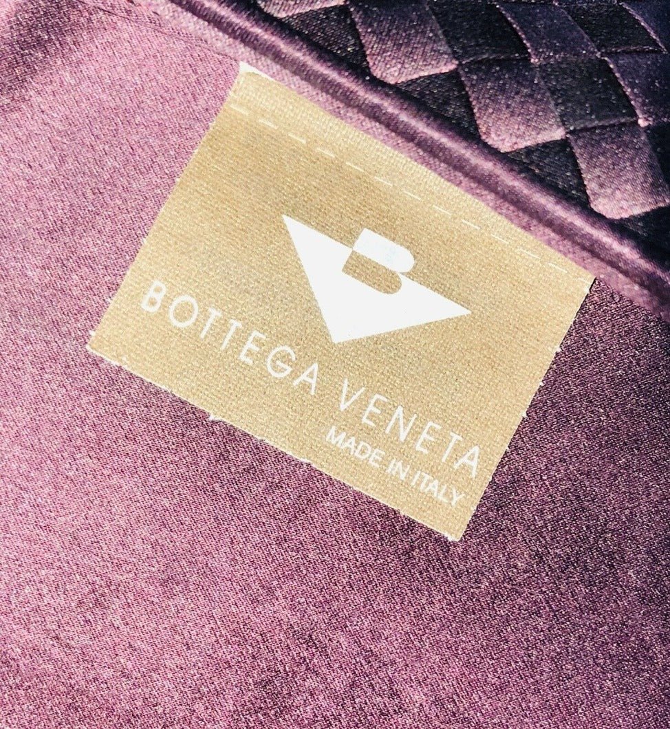 Vintage Bottega Veneta Maroon Intrecciato Satin Crystal Handle Evening Bag