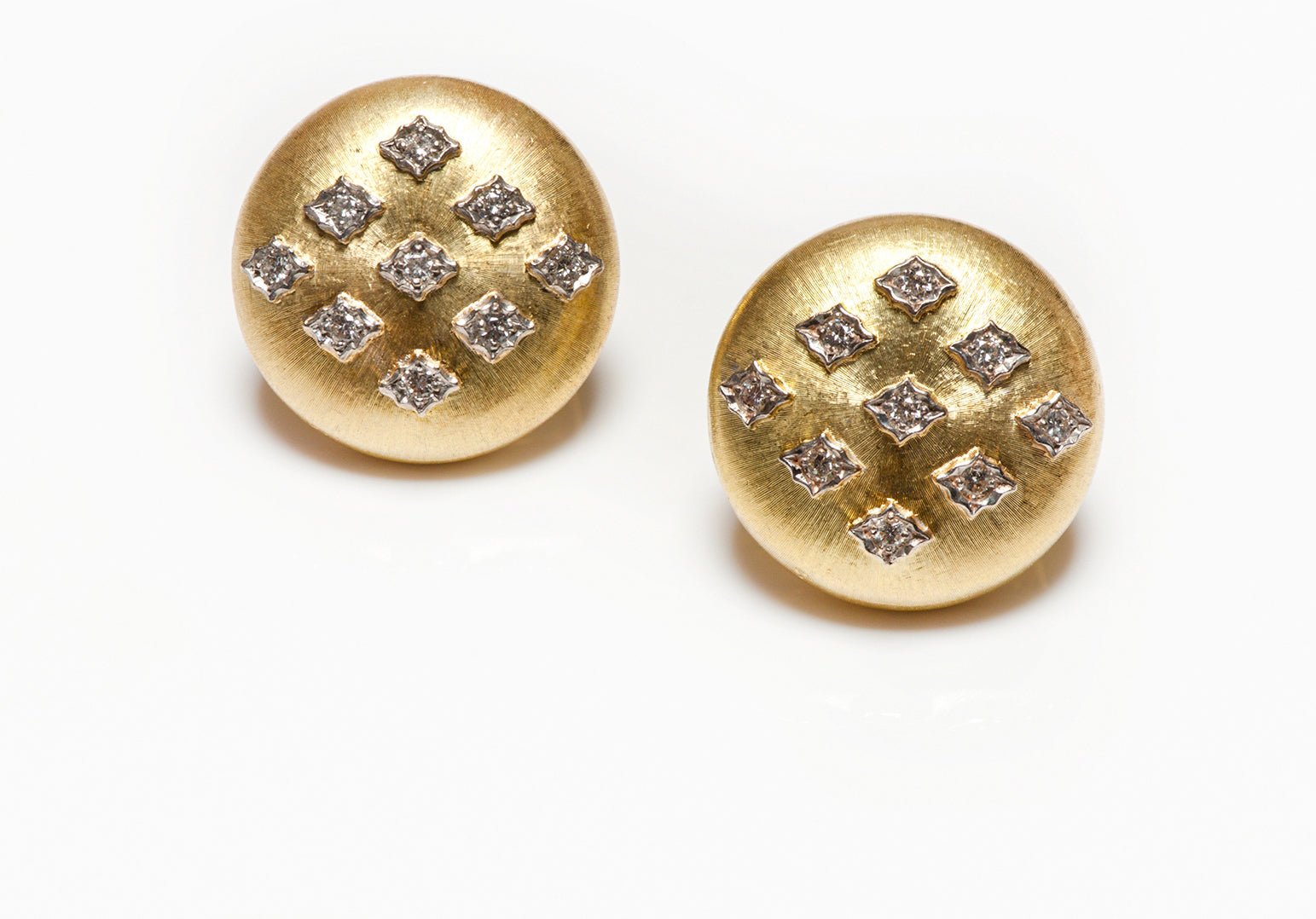 Vintage Buccellati Macri 18K Yellow Gold Diamond Earrings