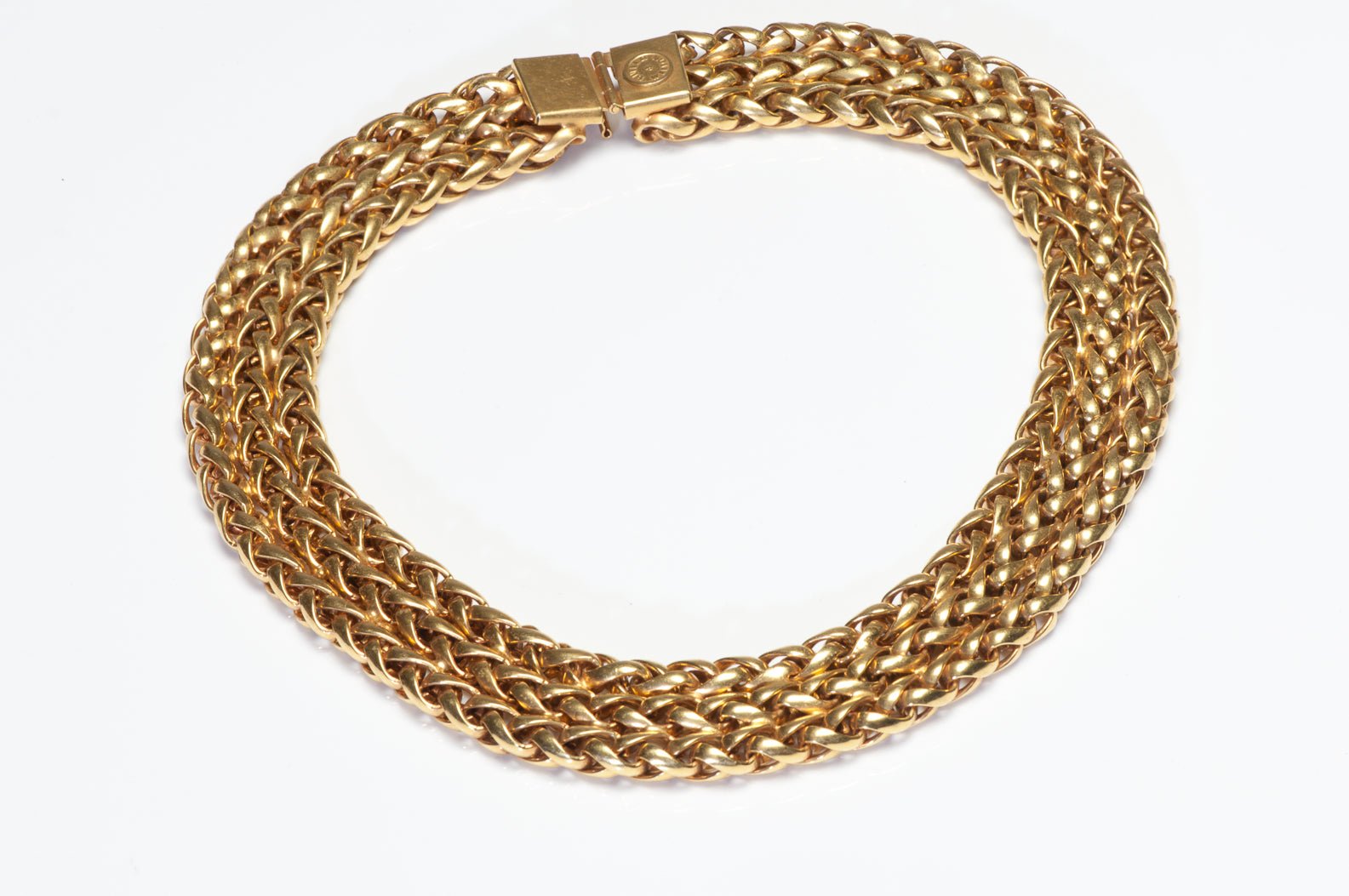 Vintage Butler & Wilson Wide Gold Plated Chain Collar Necklace