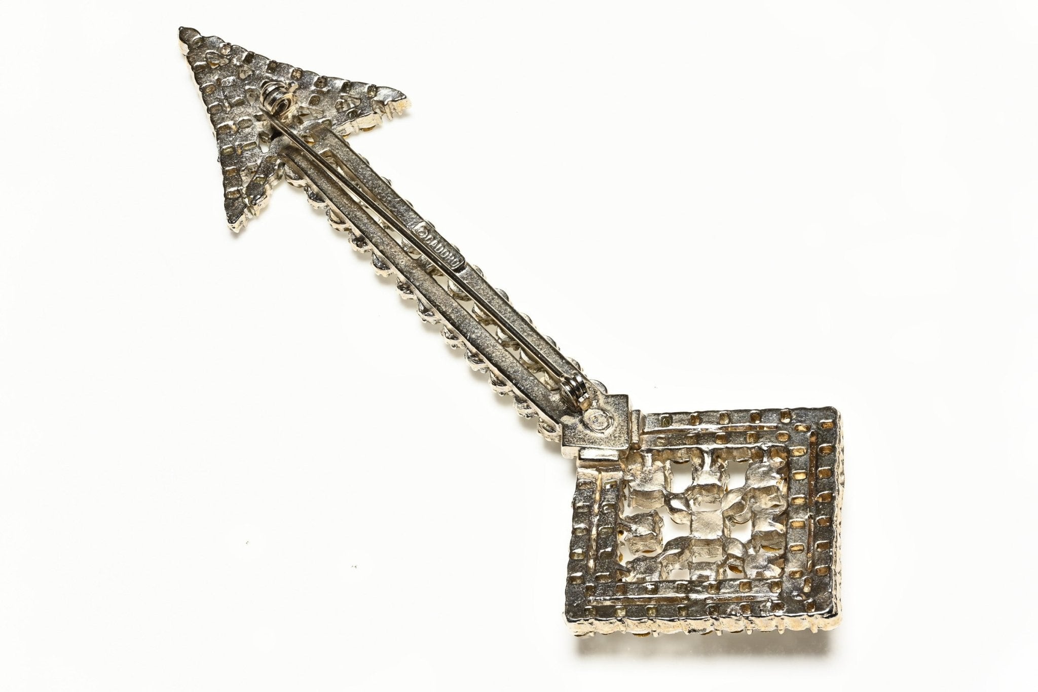 Vintage Cadoro Silver Tone Crystal Arrow Brooch