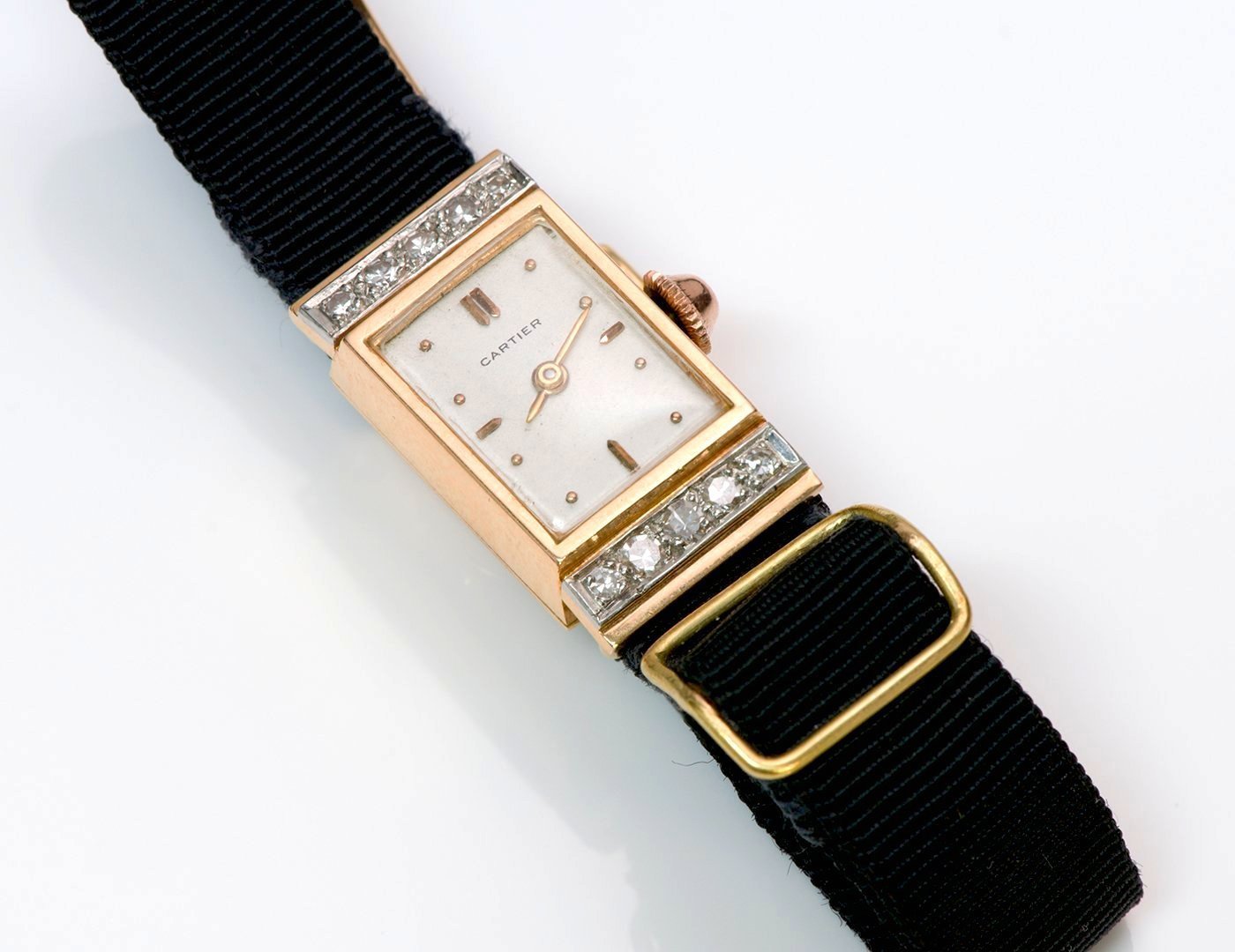 Vintage Cartier Diamond 18K Yellow Gold Ladies Watch
