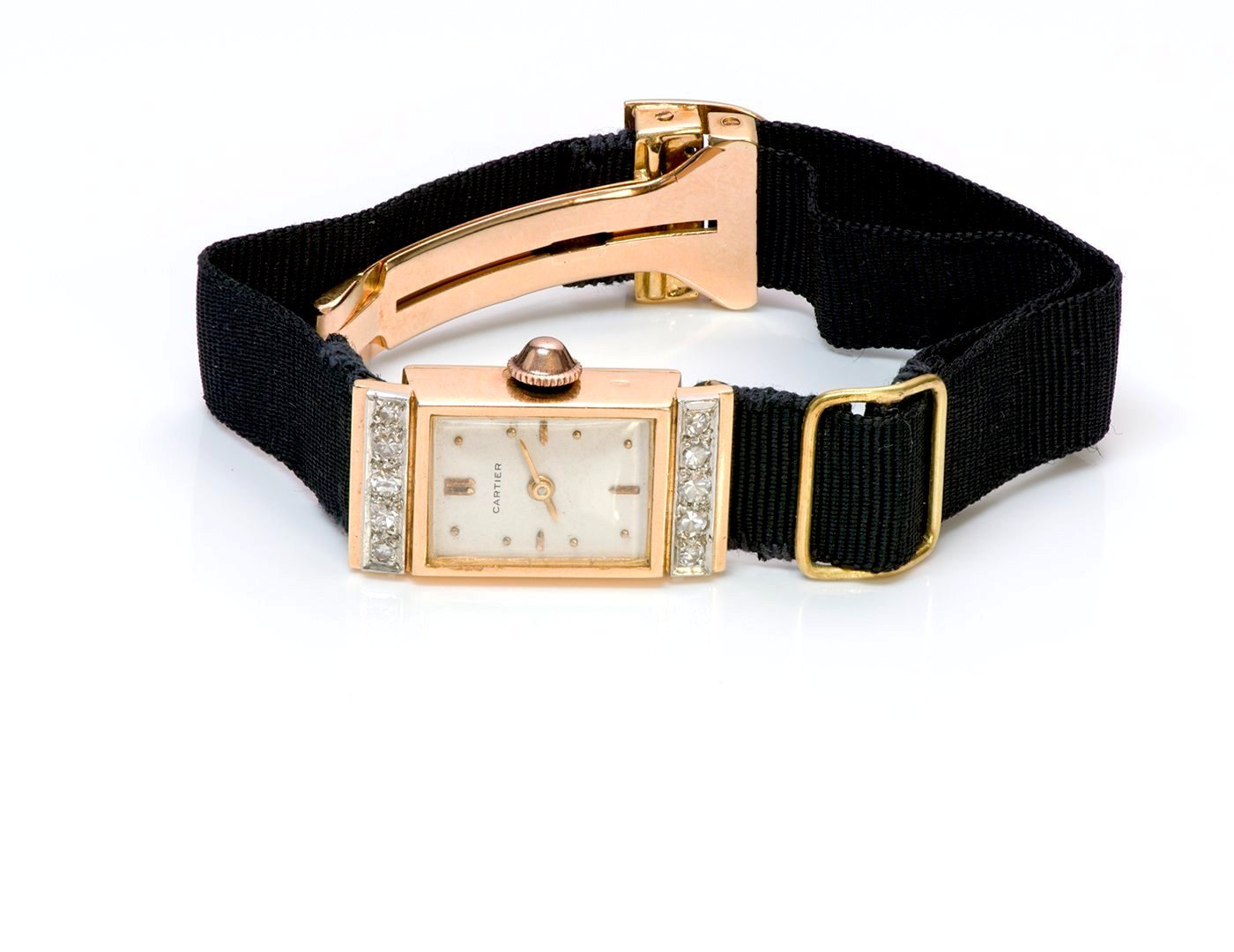 Vintage Cartier Diamond 18K Yellow Gold Ladies Watch