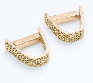 Cartier Paris 18K Gold Basketweave Stirrup Cufflinks
