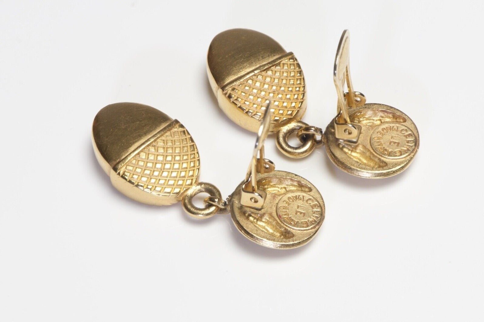 Vintage Celine Paris Gold Plated Acorn Earrings