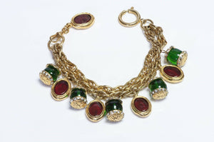 Vintage CHANEL 1970’s Maison Gripoix Glass Charm Bracelet