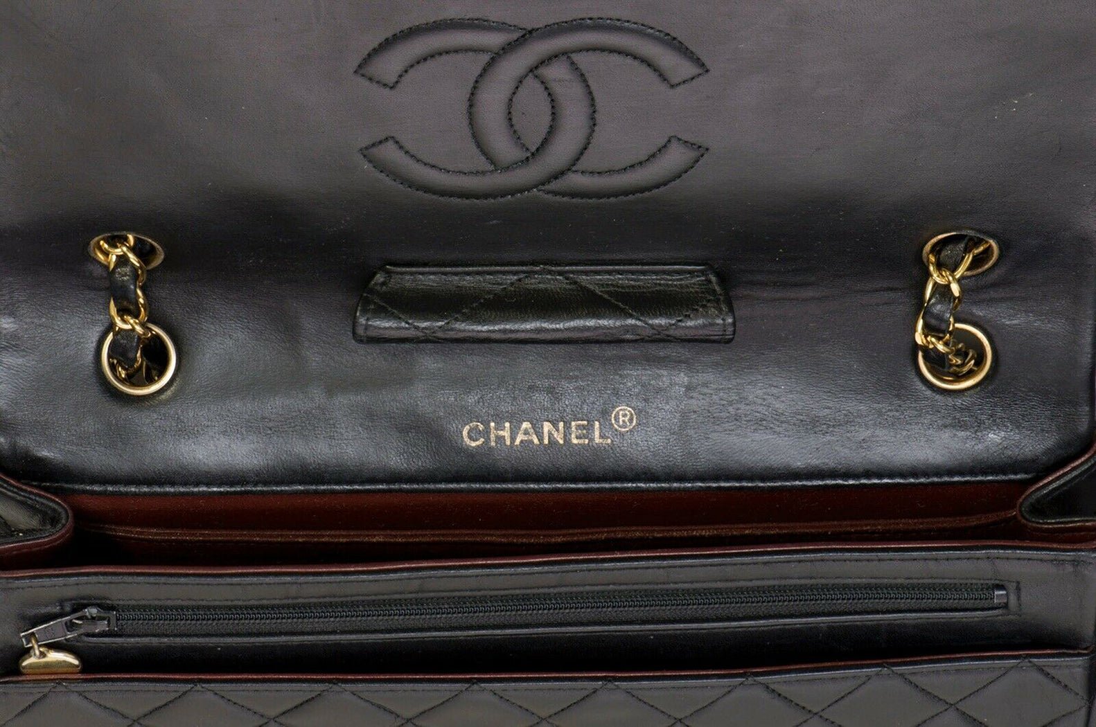 Vintage CHANEL CC Black Quilted Leather Medium Flap Bag