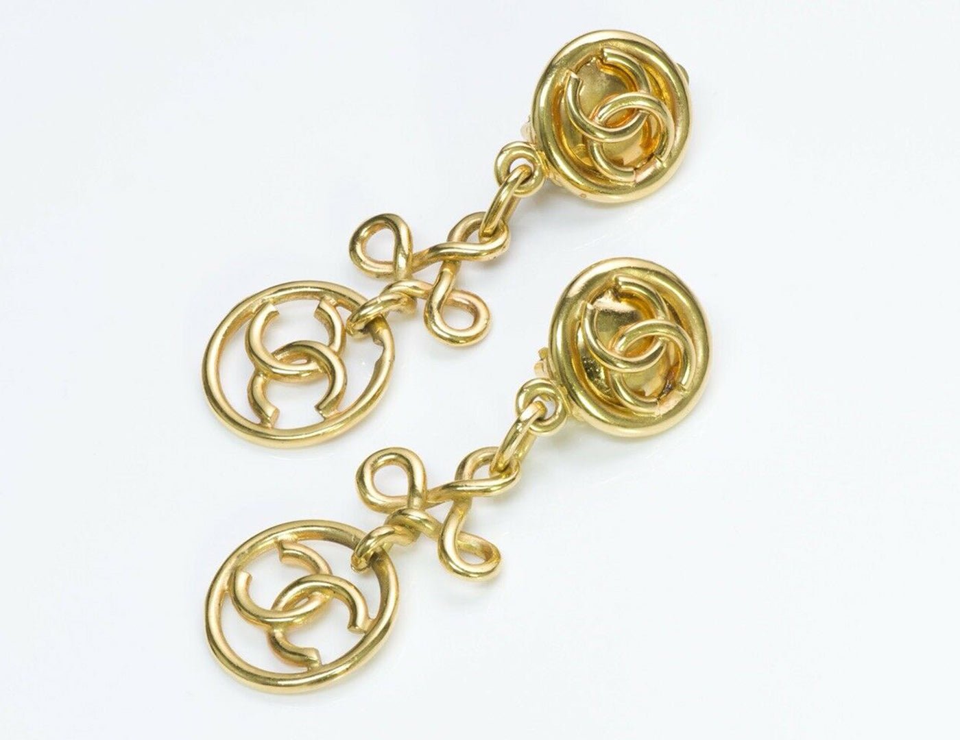 Vintage Chanel CC Gold Tone Earrings 1993 Collection