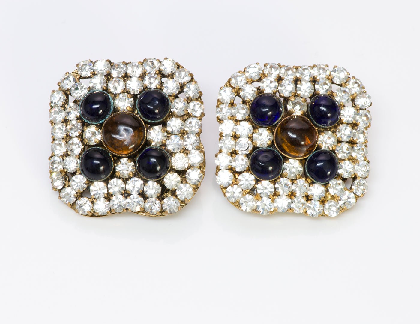Vintage Chanel Crystal Gripoix Earrings