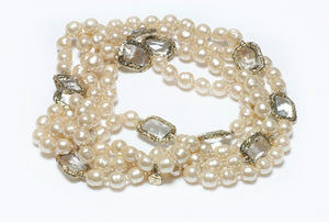 Vintage CHANEL Paris 1981 Pearl Crystal Chiclet Sautoir Necklace