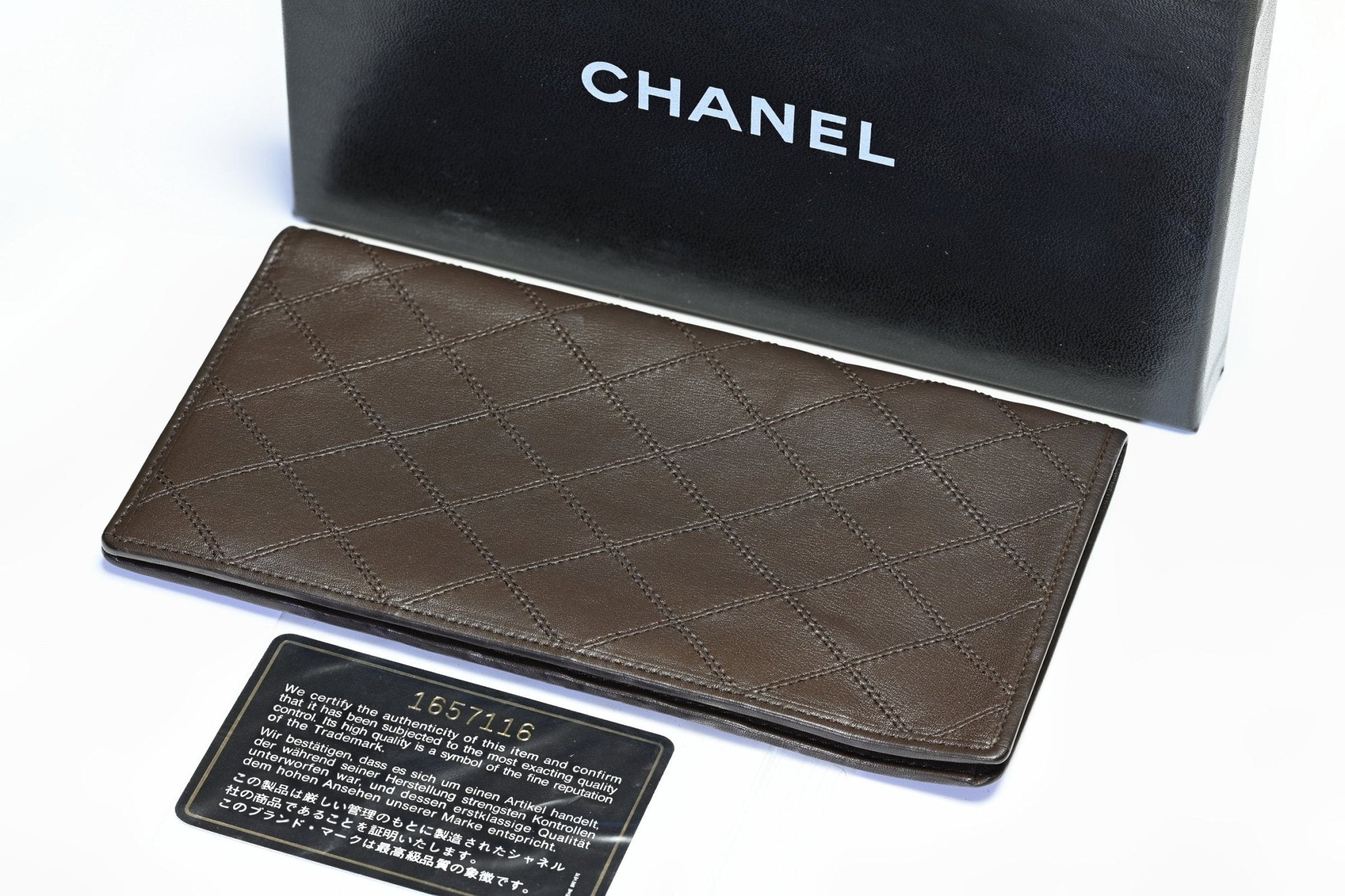 Vintage Chanel Paris Brown Quilted Leather Bifold Long Wallet