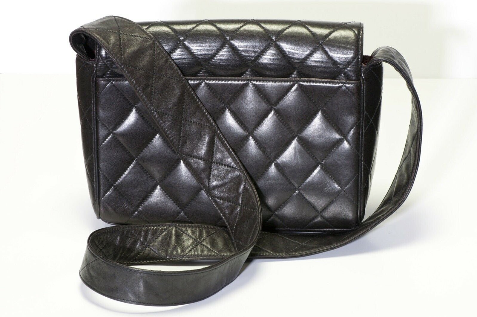 Vintage CHANEL Paris Brown Quilted Leather CC Flap Shoulder Bag