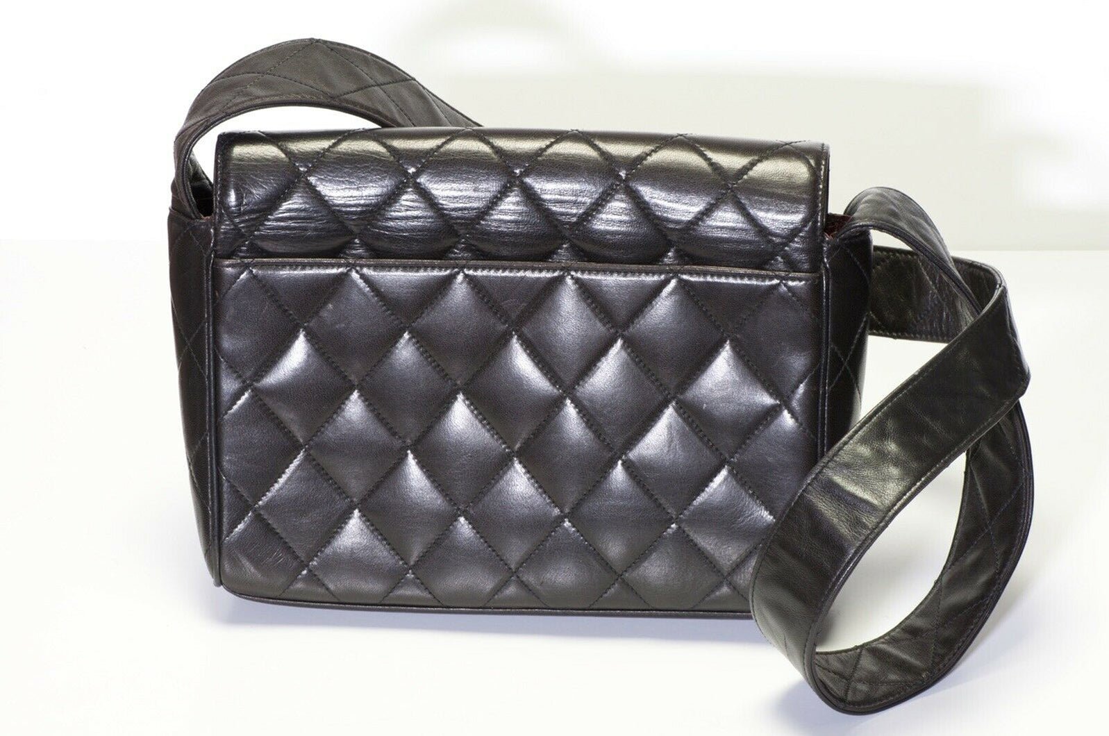 Vintage CHANEL Paris Brown Quilted Leather CC Flap Shoulder Bag
