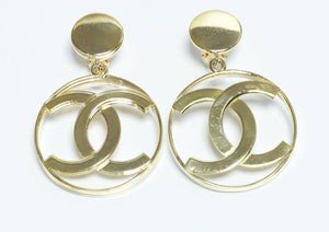 Vintage CHANEL Paris CC Large Logo Hoop Earrings