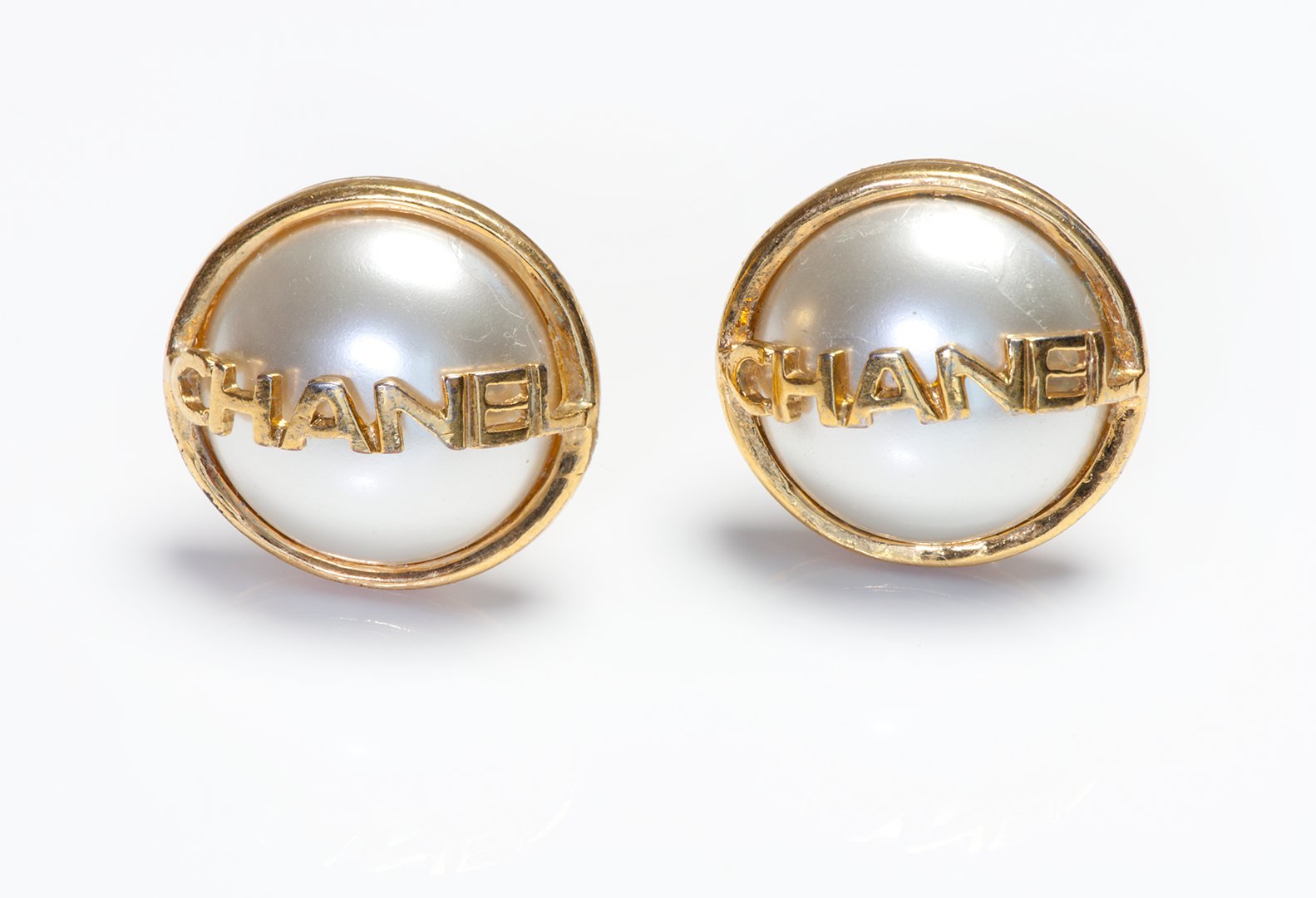 Vintage Chanel Paris Fall 1995 Pearl Letter Earrings