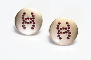 Vintage Chanel Paris Fall 2000 CC Red Crystal Earrings