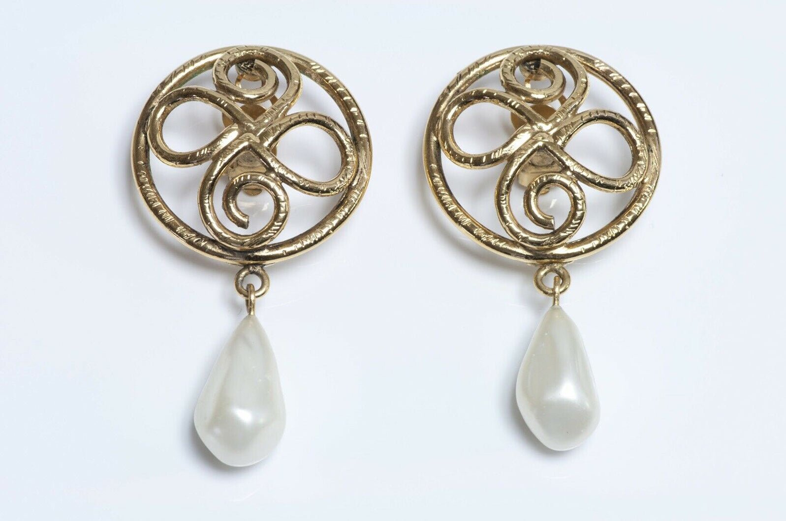 Vintage CHANEL Paris Long Pearl Drop Earrings