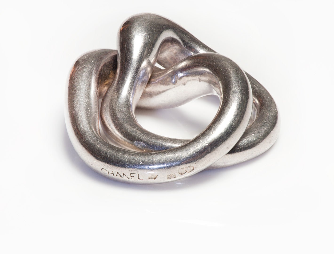 Vintage Chanel Paris Sterling Silver Interlocking Puzzle Ring