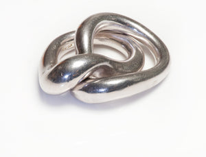 Vintage Chanel Paris Sterling Silver Interlocking Puzzle Ring
