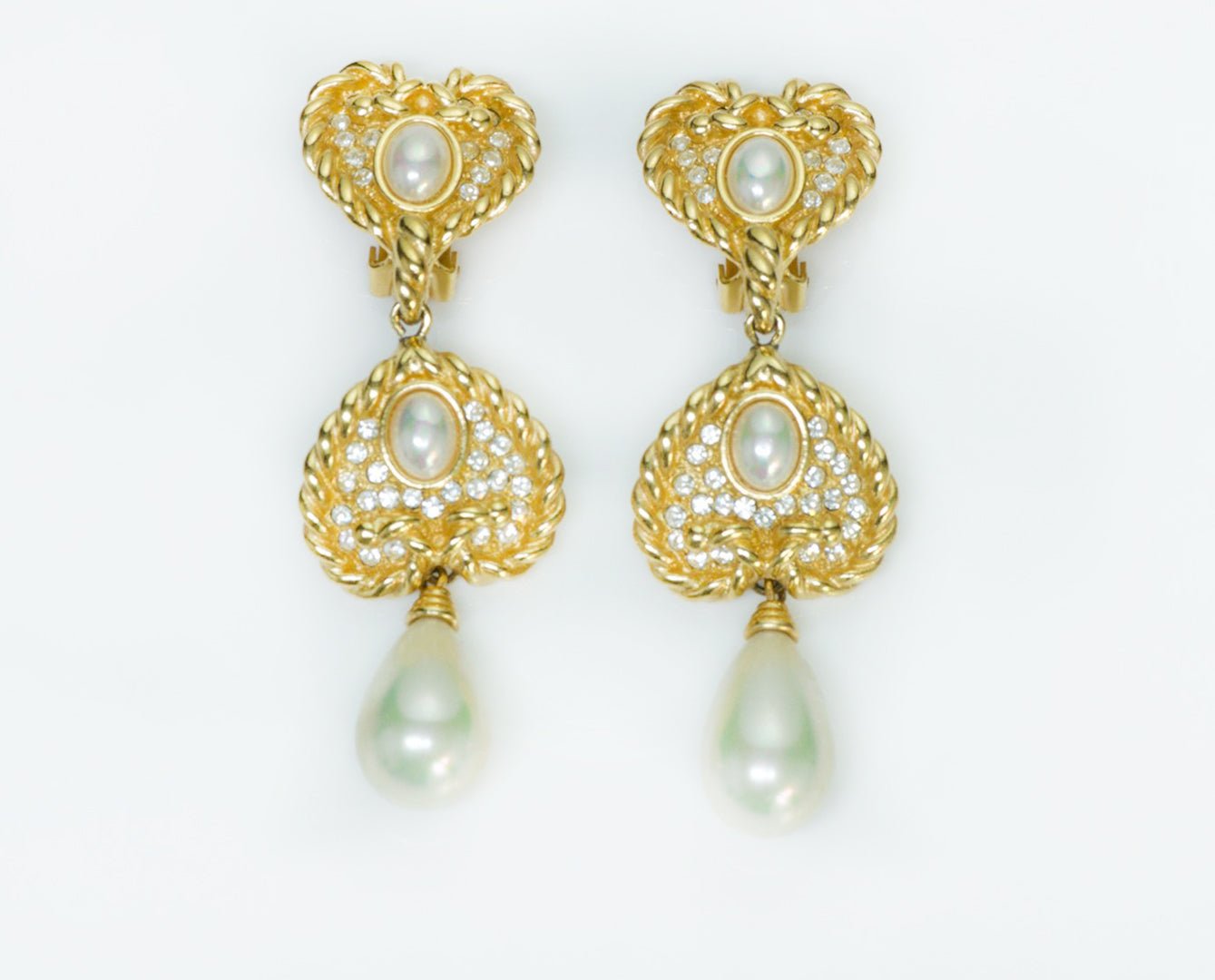 Vintage Christian Dior Heart Pearl Earrings