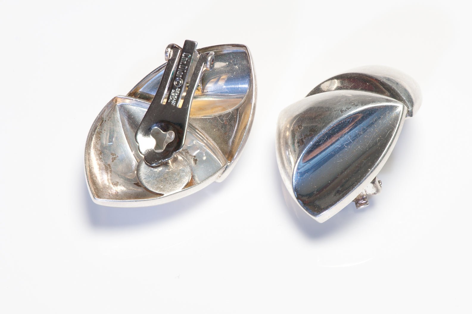 Vintage Christian Dior Henkel & Grosse Sterling Silver Geometric Earrings