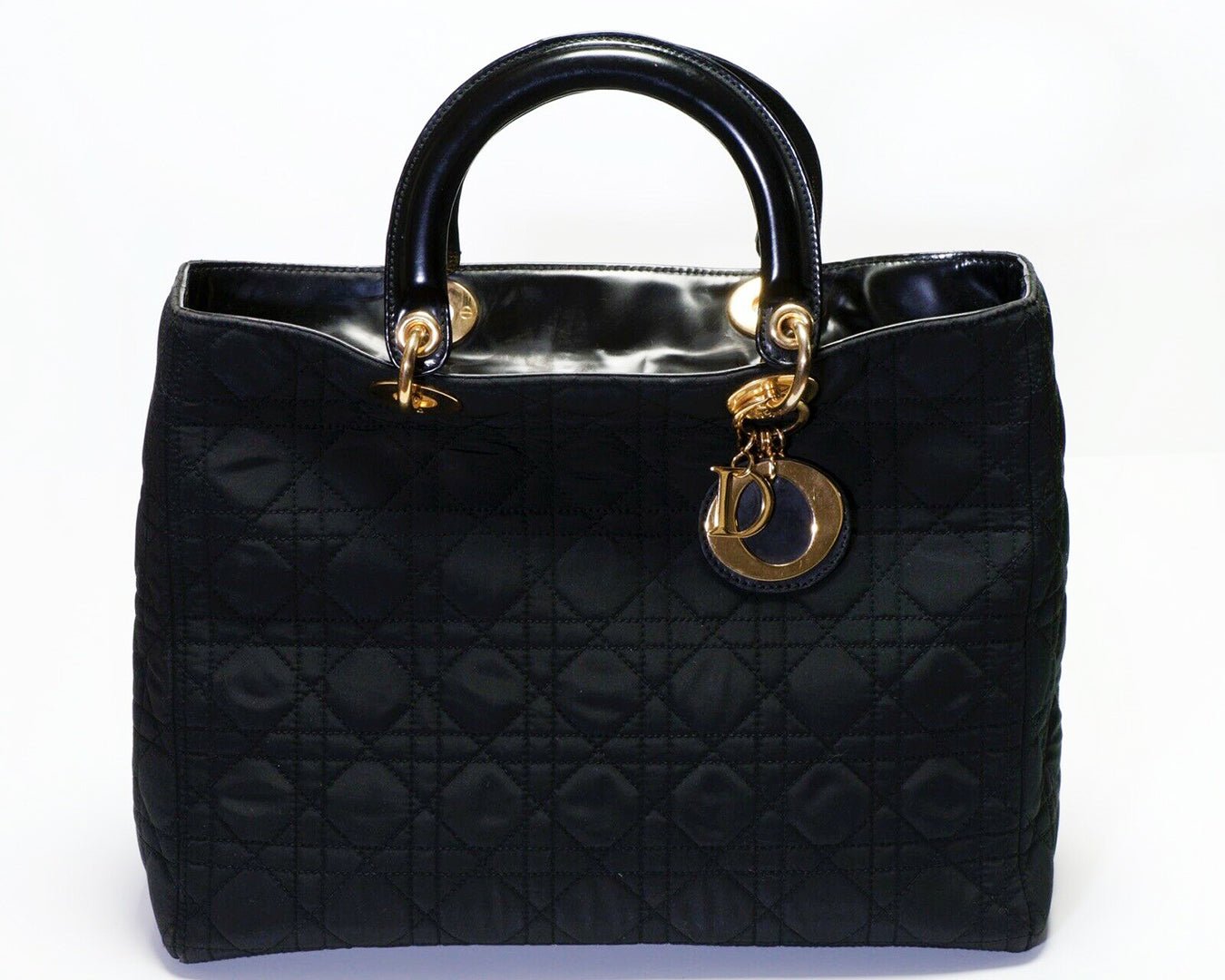 Vintage Christian Dior Lady Dior Black Nylon Leather Quilted Women’s Bag