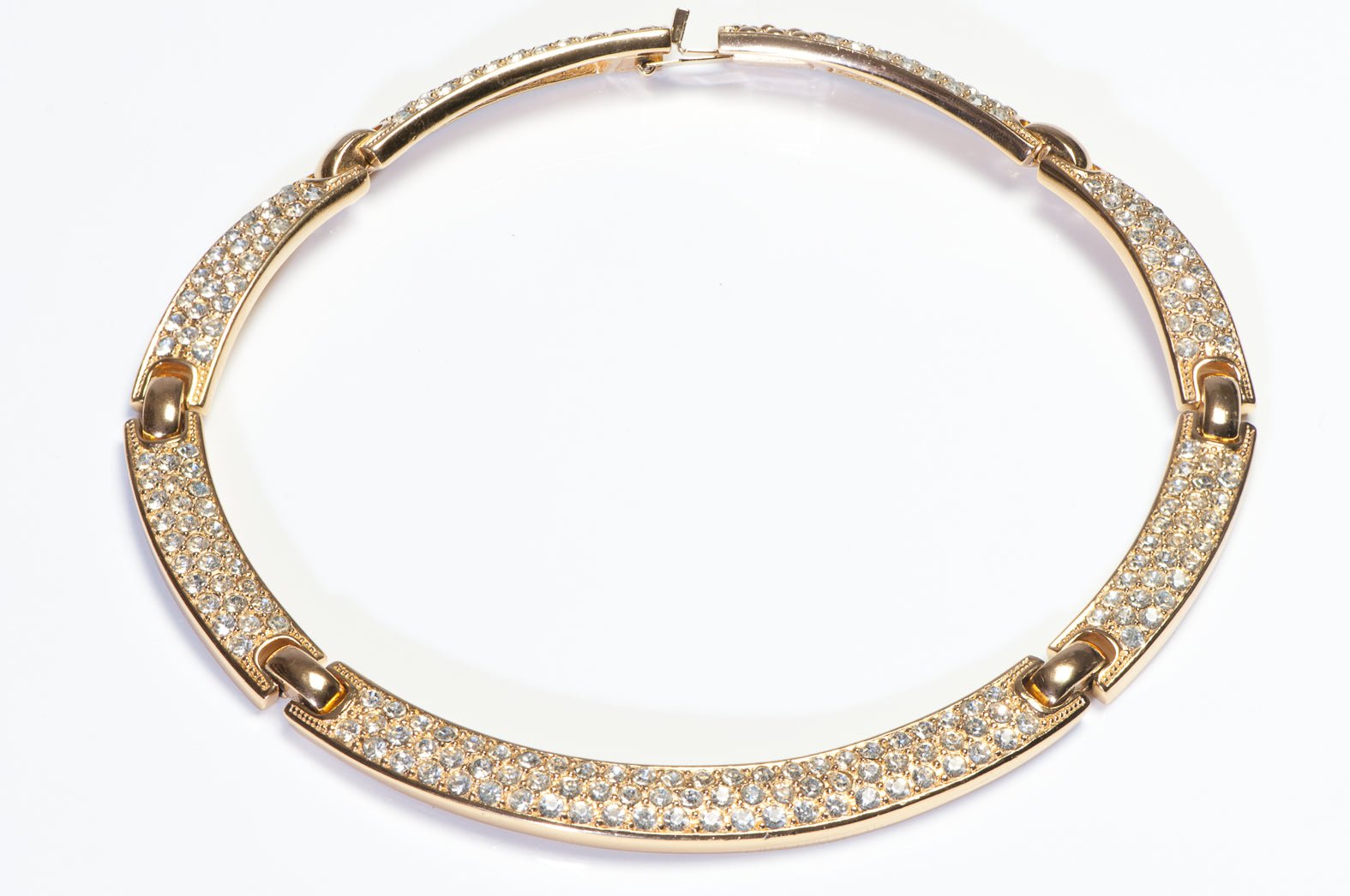 Vintage Christian Dior Paris Gold Plated Crystal Collar Necklace