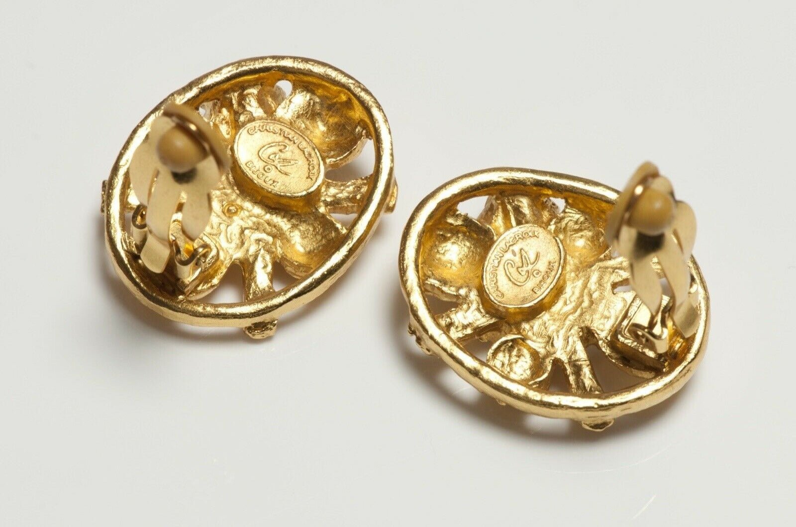 Vintage Christian Lacroix Paris Gold Plated Crystal Earrings