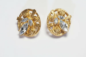 Vintage Christian Lacroix Paris Gold Plated Crystal Earrings