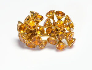 Vintage Citrine Topaz 18K Gold Tremblant Cluster Ring