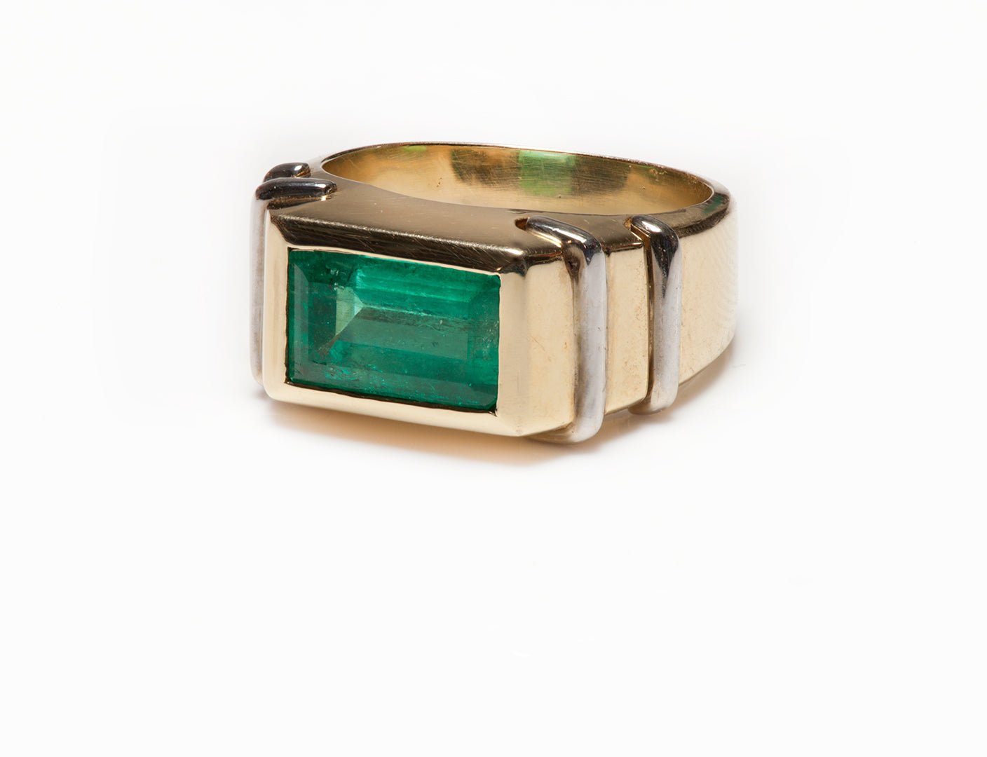 Vintage Colombian Emerald Gold Men's Ring