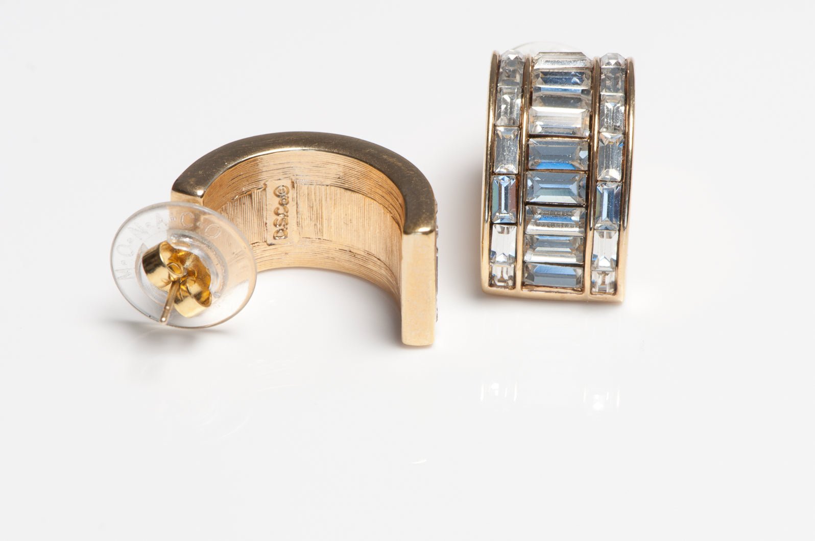 Vintage Daniel Swarovski Gold Plated Crystal Hoop Earrings