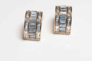 Vintage Daniel Swarovski Gold Plated Crystal Hoop Earrings