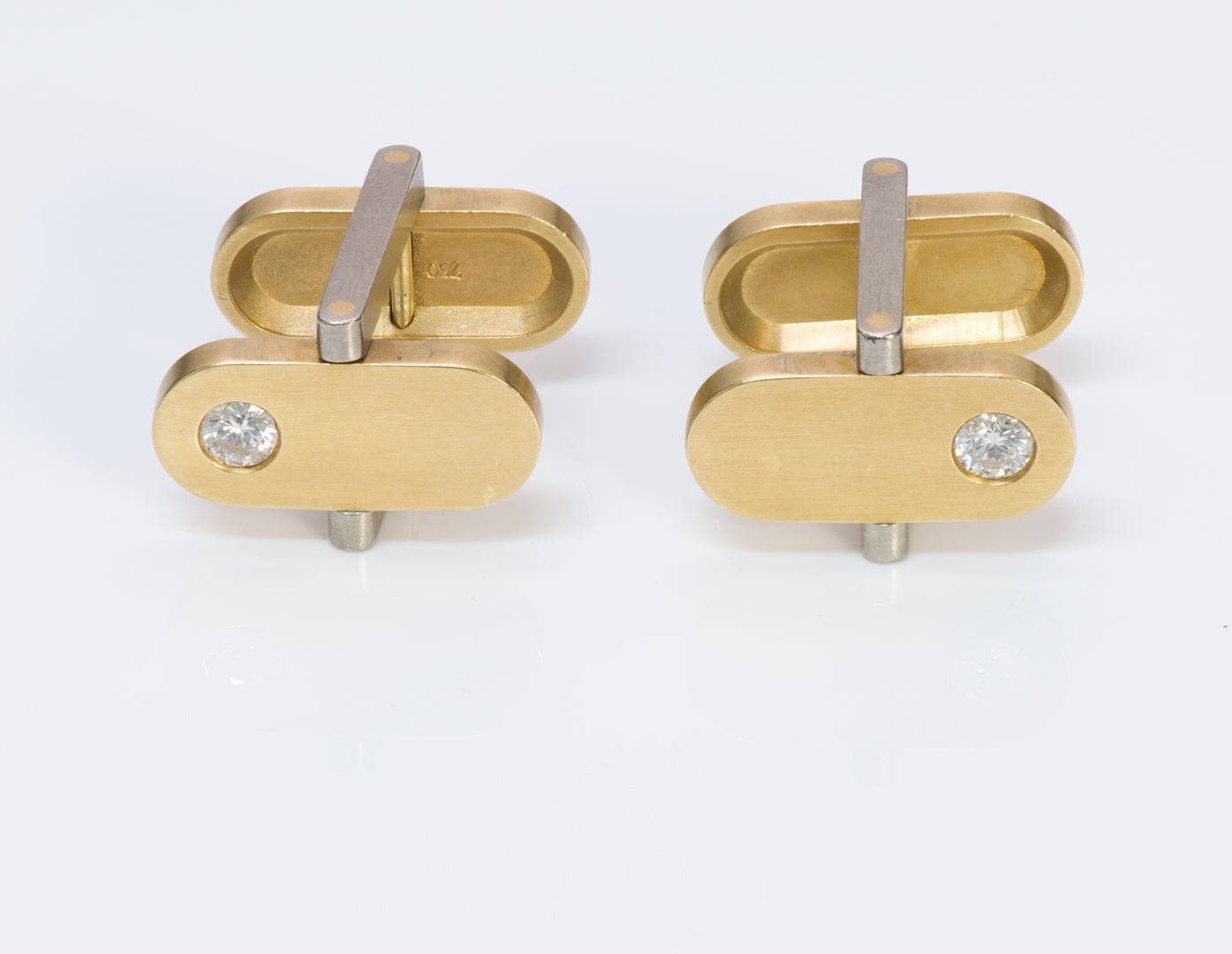 Vintage Diamond 18K Gold Folding Cufflinks