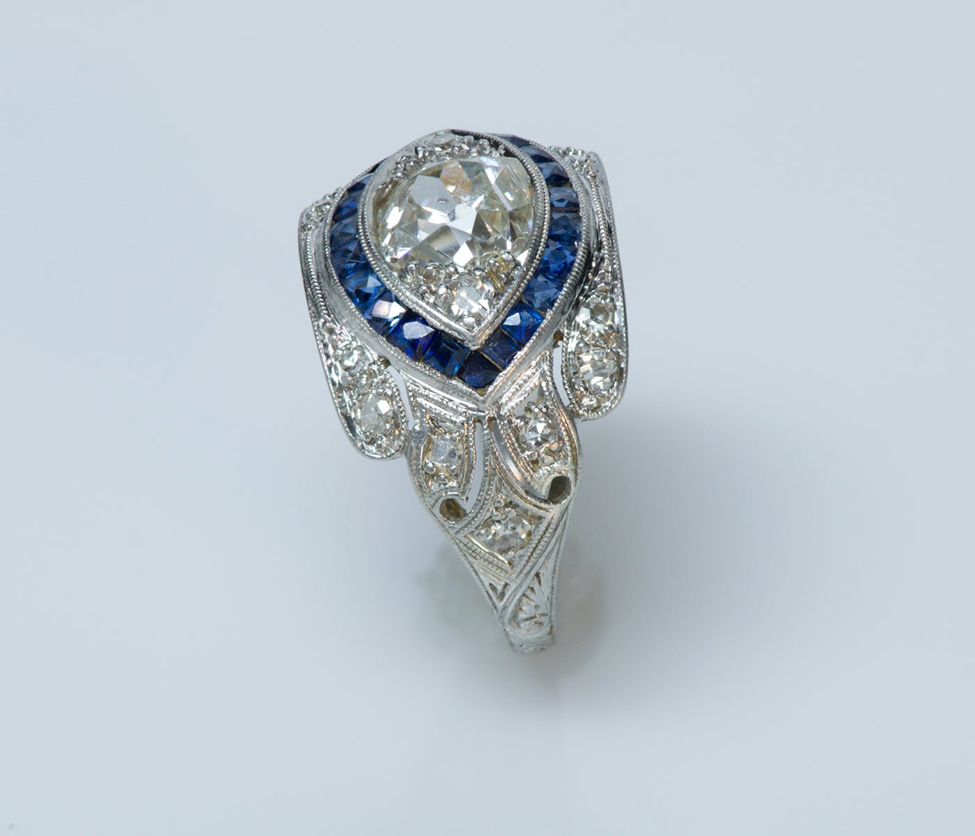 Vintage Diamond Sapphire Engagement Ring