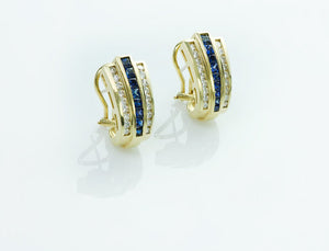 Vintage Diamond Sapphire 18K Gold Earrings