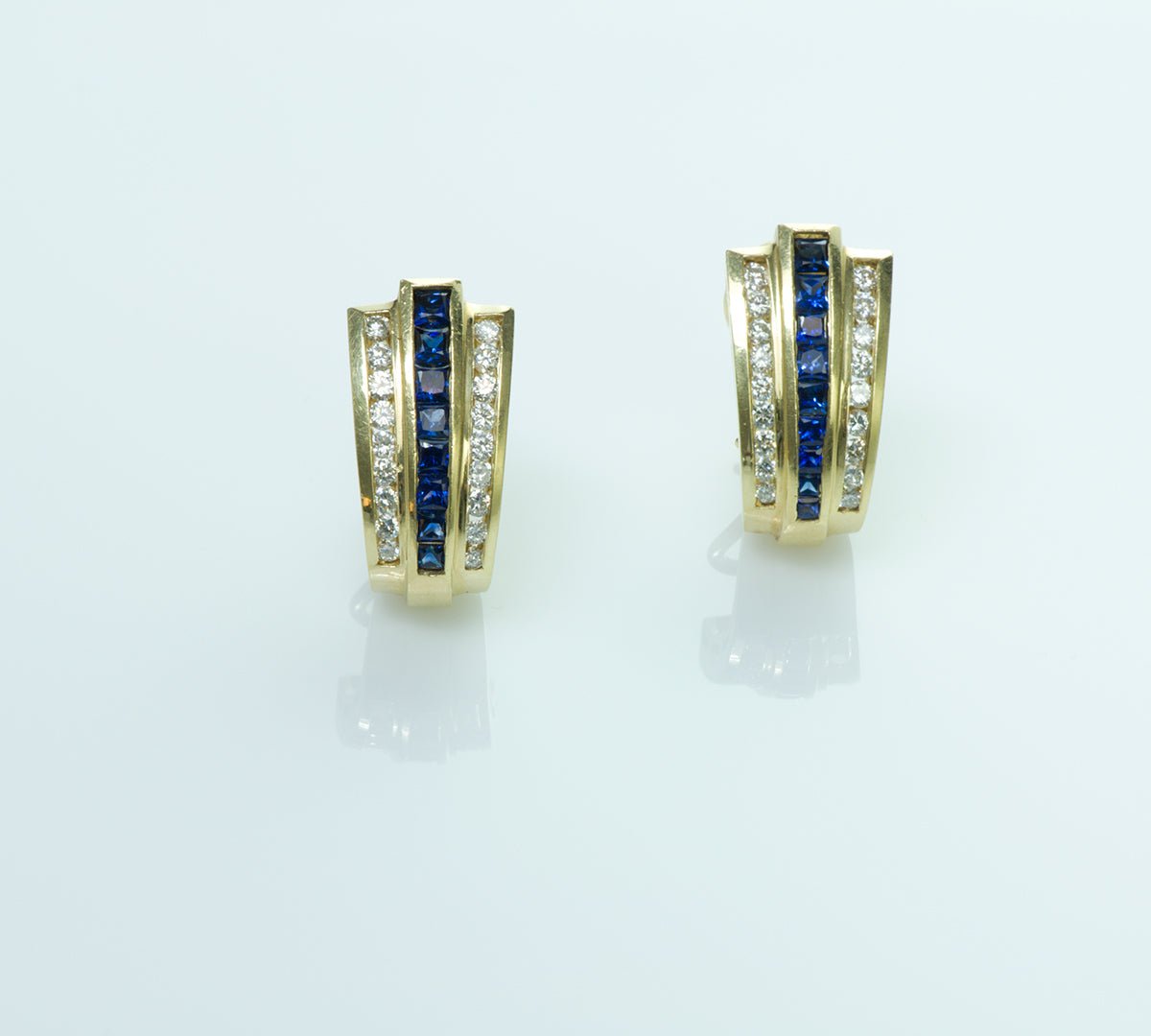 Vintage Diamond Sapphire Gold Earrings