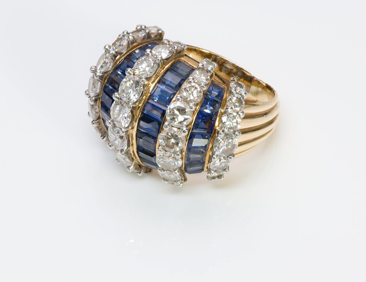Vintage Diamond Sapphire Gold Ring