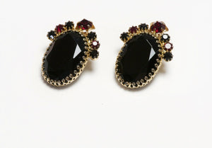 Vintage Elsa Schiaparelli Black Red Crystal Earrings