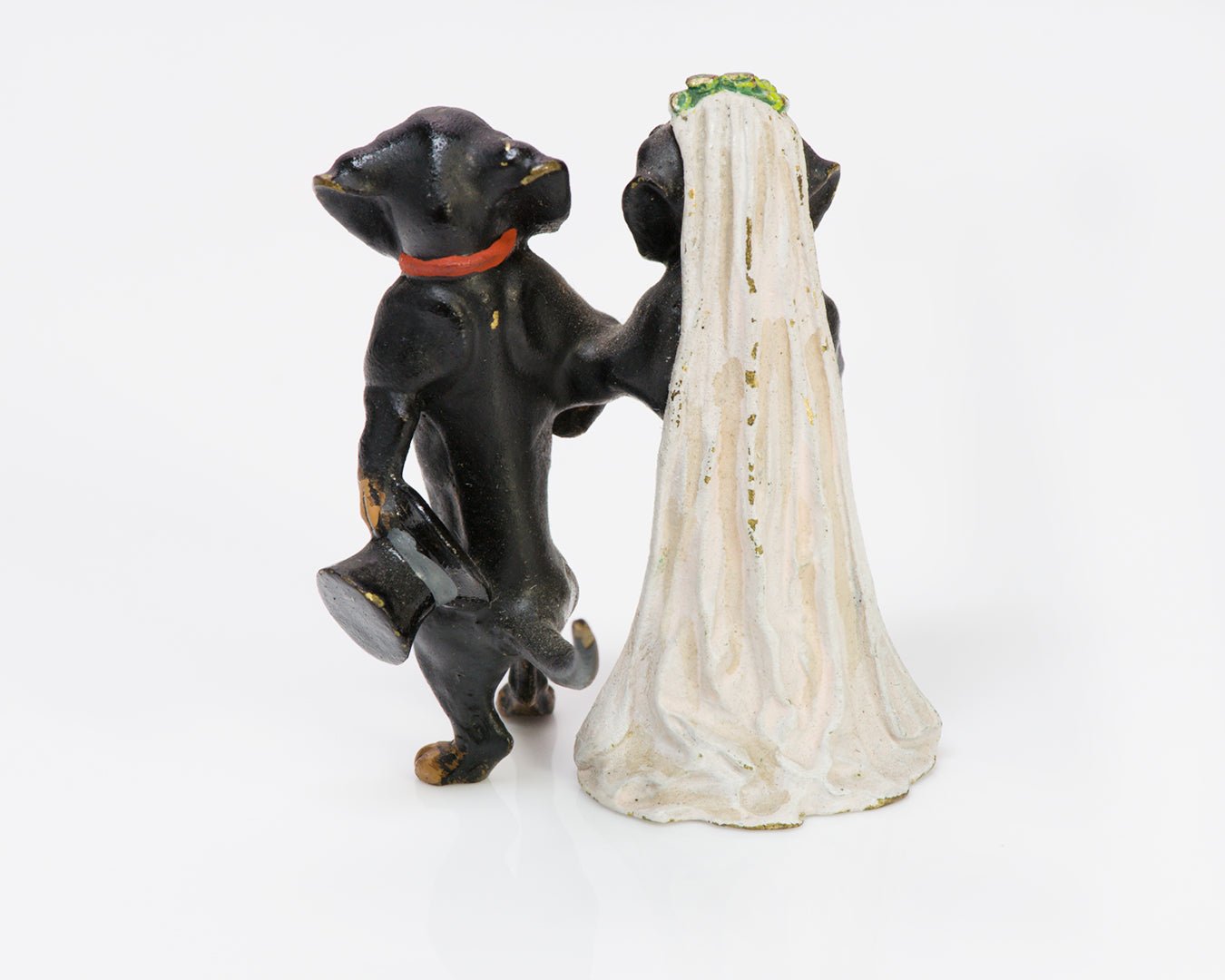 Vintage Enamel Dachshund Dog Wedding Bride & Groom