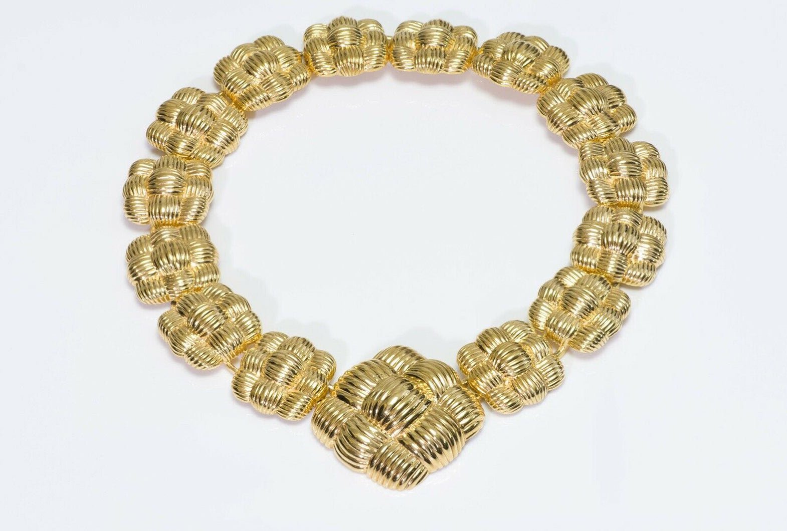 Vintage FENDI Chunky Link Textured Woven Collar Necklace