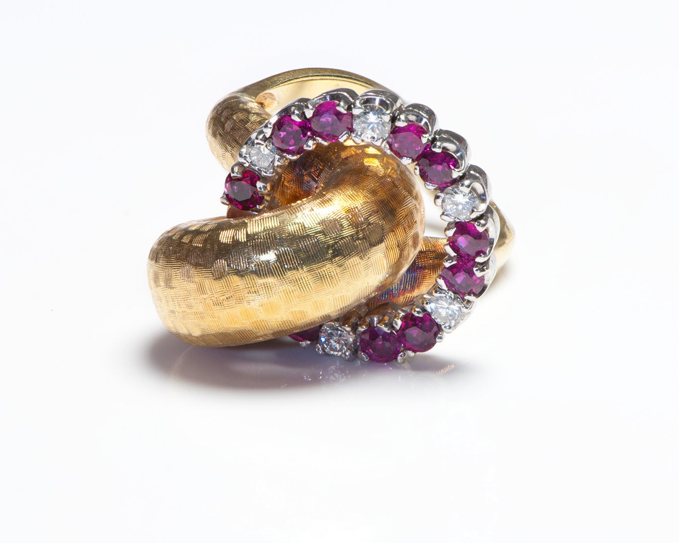 Vintage Florentine Gold Ruby Diamond Ring